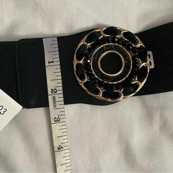 Black PU leather elastic waistband belt
